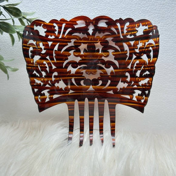 Vintage Tortoise Spanish Brown Mantilla Hair Comb - Picture 6 of 10
